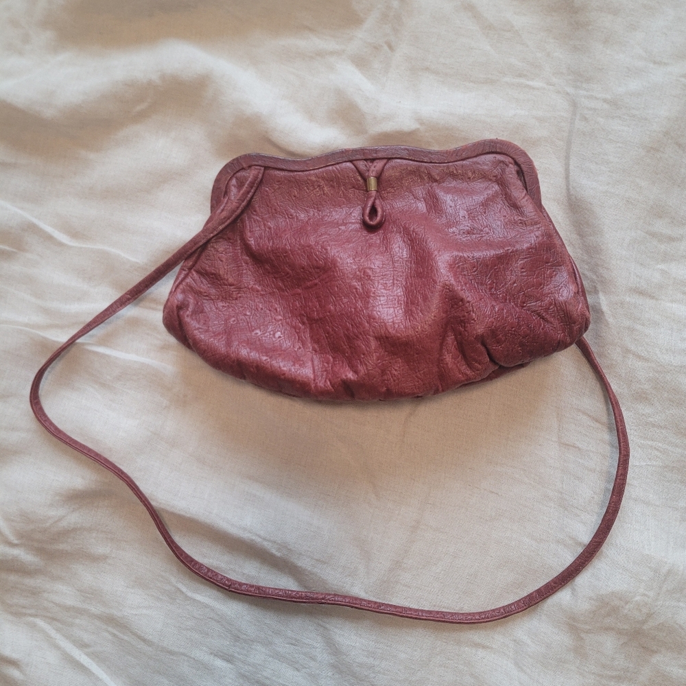 Vintage Red Leather Crossbody Purse
